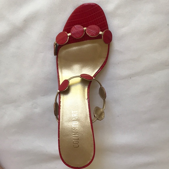 COPY - Colin Stuart red & gold strappy high heel sandal 9 - Picture 5 of 8